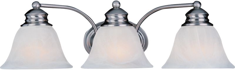 Malaga 19.5' 3 Light Bath Vanity Light in Satin Nickel with Marble Glass Finish
