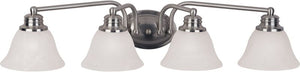 Malaga 29' 4 Light Vanity Lighting in Satin Nickel with Marble Glass Finish