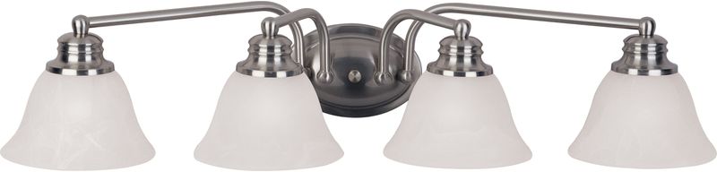 Malaga 29' 4 Light Vanity Lighting in Satin Nickel with Marble Glass Finish