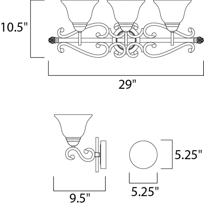 Manor 29' 3 Light Vanity Lighting in Oil Rubbed Bronze