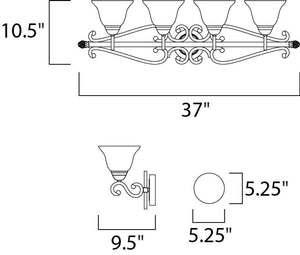 Manor 37' 4 Light Vanity Lighting in Oil Rubbed Bronze