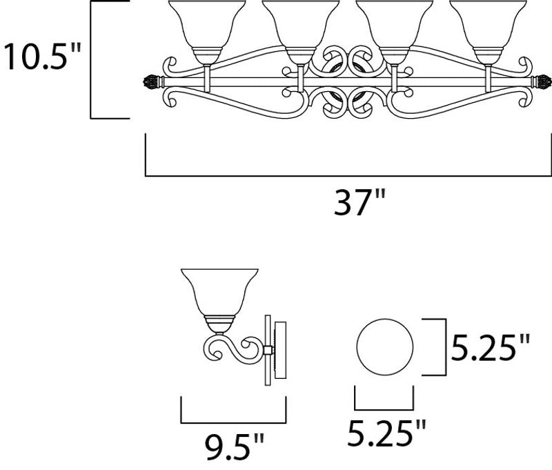 Manor 37' 4 Light Vanity Lighting in Oil Rubbed Bronze