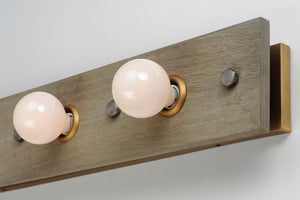 Plank 48' 5 Light Vanity Lighting in Weathered Wood and Antique Brass