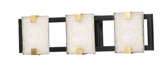 Radiant 3 Light Bath Vanity Light in Black and Gold Leaf