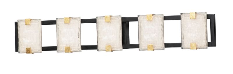 Radiant 5 Light Bath Vanity Light in Black and Gold Leaf