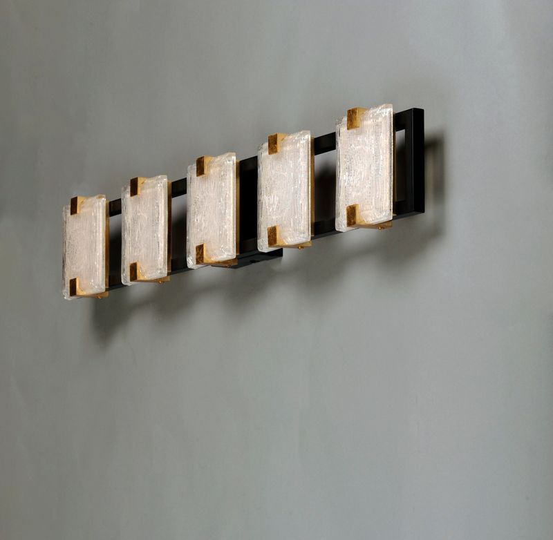Radiant 5 Light Vanity Lighting in Black and Gold Leaf