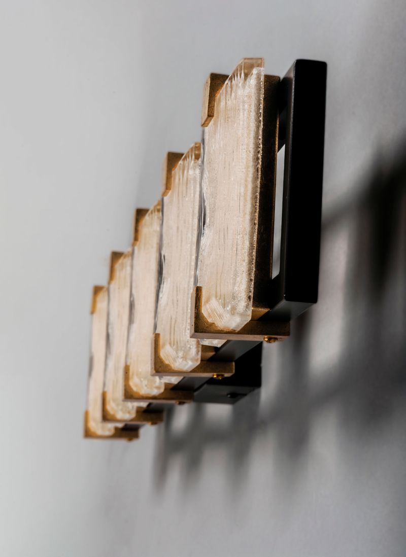 Radiant 5 Light Vanity Lighting in Black and Gold Leaf