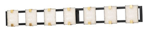 Radiant 7 Light Bath Vanity Light in Black and Gold Leaf