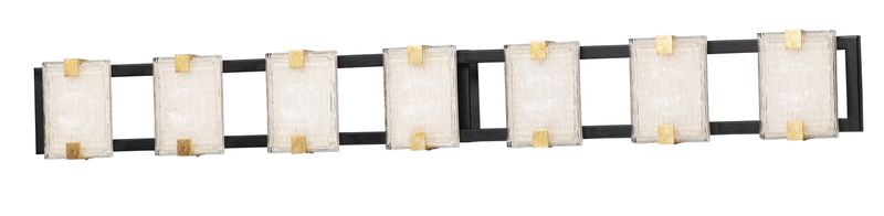 Radiant 7 Light Bath Vanity Light in Black and Gold Leaf