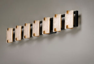 Radiant 7 Light Vanity Lighting in Black and Gold Leaf