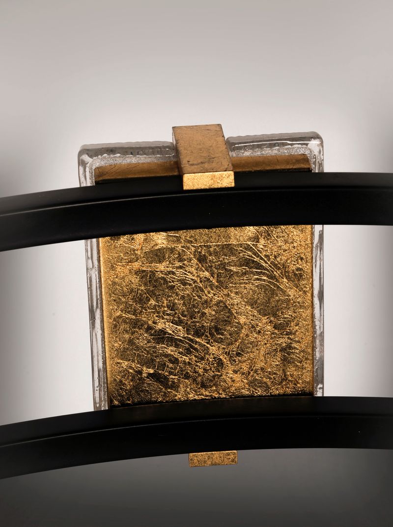 Radiant 7 Light Vanity Lighting in Black and Gold Leaf