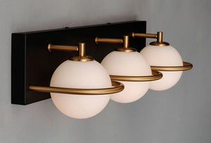 Revolve 3 Light Wall Sconce in Black and Gold