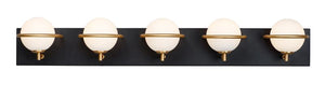 Revolve 5 Light Vanity Wall Sconce in Black and Gold