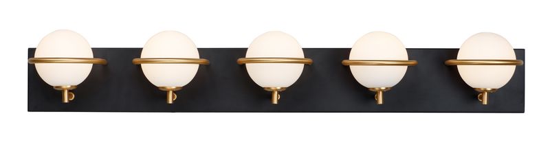 Revolve 5 Light Vanity Wall Sconce in Black and Gold