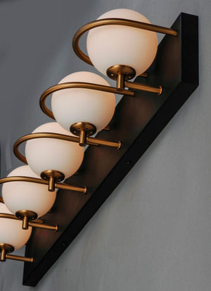 Revolve 5 Light Wall Sconce in Black and Gold