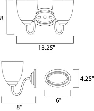 Stefan 13.25' 2 Light Vanity Lighting in Satin Nickel