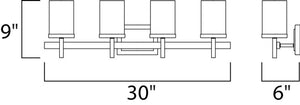 Tetra 30' 4 Light Vanity Lighting in Satin Nickel