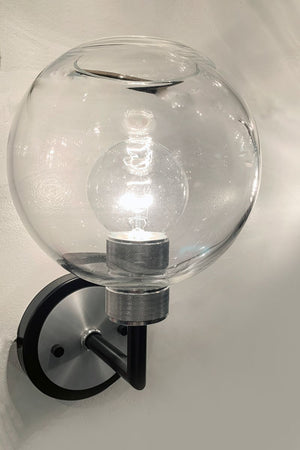 Vessel Single Light Wall Sconce in Black and Brushed Aluminum