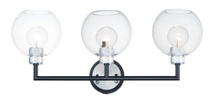 Vessel 3 Light Bath Vanity Light in Black and Brushed Aluminum