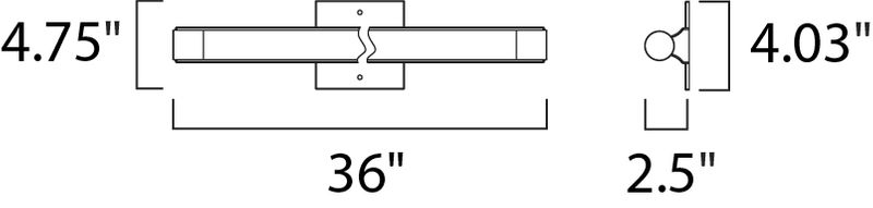Wand 36' Single Light Vanity Lighting in Polished Chrome