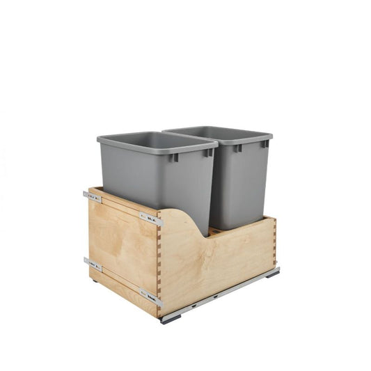 4WCSC Series Natural Maple Bottom-Mount Double Waste Container Pull-Out Organizer (15" x 21.75" x 20.63")