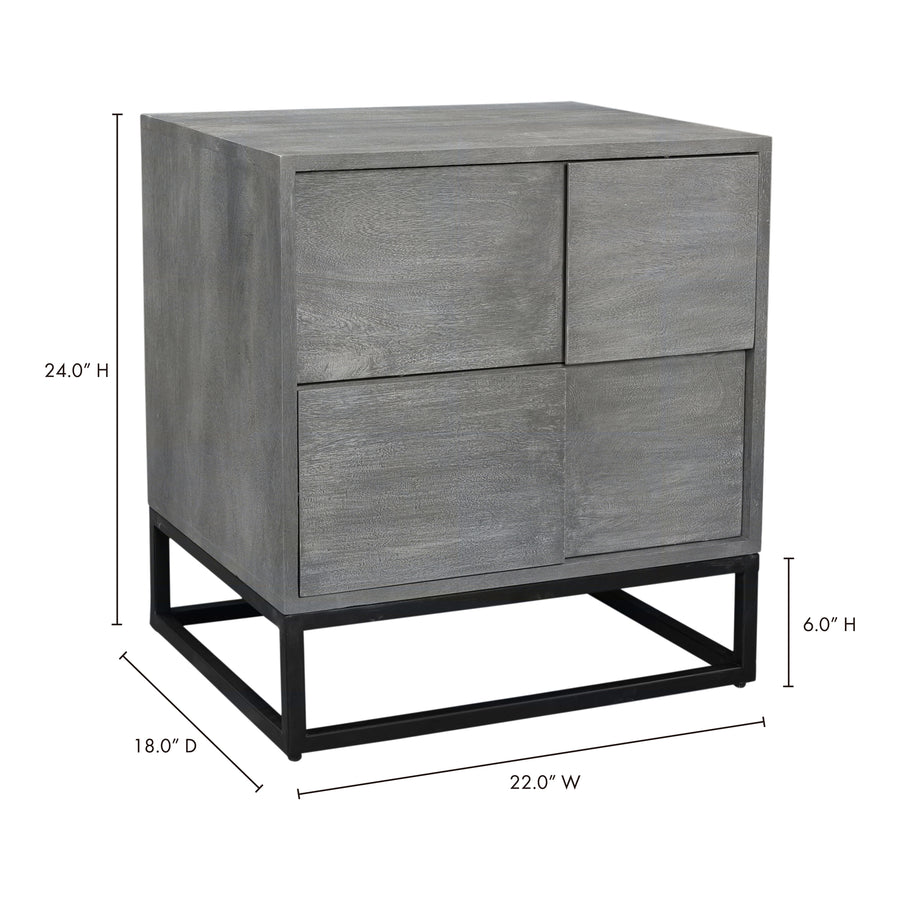 Moe's Home Felix Nightstand in Grey (24' x 22' x 18') - BV-1006-15