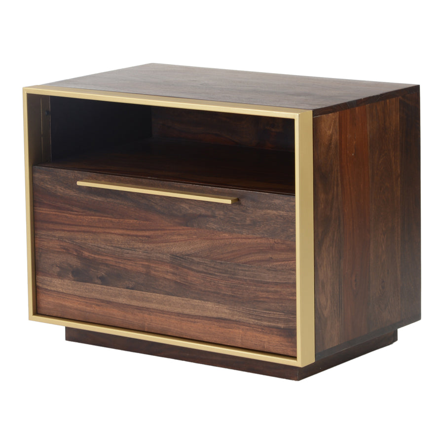 Moe's Home Focus Nightstand in Brown & Brass (22' x 28' x 18') - BZ-1078-20