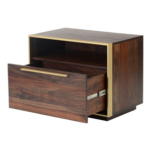 Moe's Home Focus Nightstand in Brown & Brass (22' x 28' x 18') - BZ-1078-20