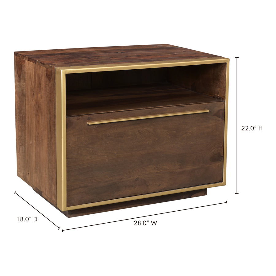 Moe's Home Focus Nightstand in Brown & Brass (22' x 28' x 18') - BZ-1078-20