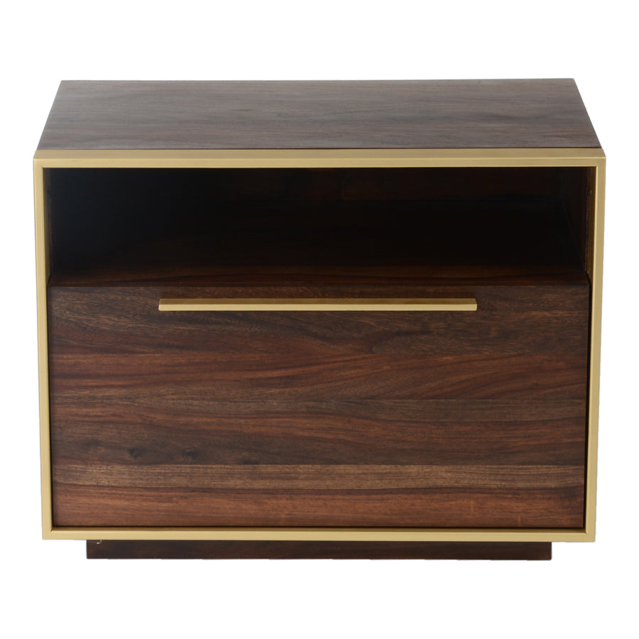 Moe's Home Focus Nightstand in Brown & Brass (22' x 28' x 18') - BZ-1078-20