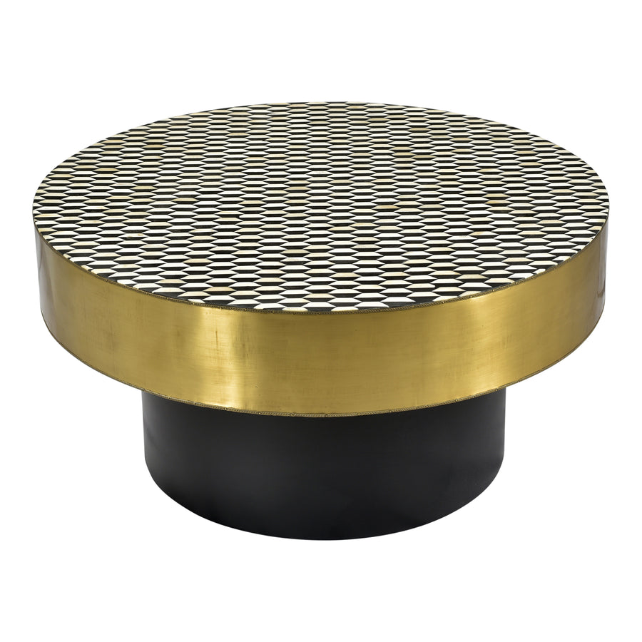 Moe's Home Optic Coffee Table in Brass, Black & White (16' x 31.5' x 31.5') - GZ-1010-43