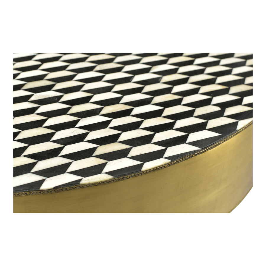 Moe's Home Optic Coffee Table in Brass, Black & White (16' x 31.5' x 31.5') - GZ-1010-43