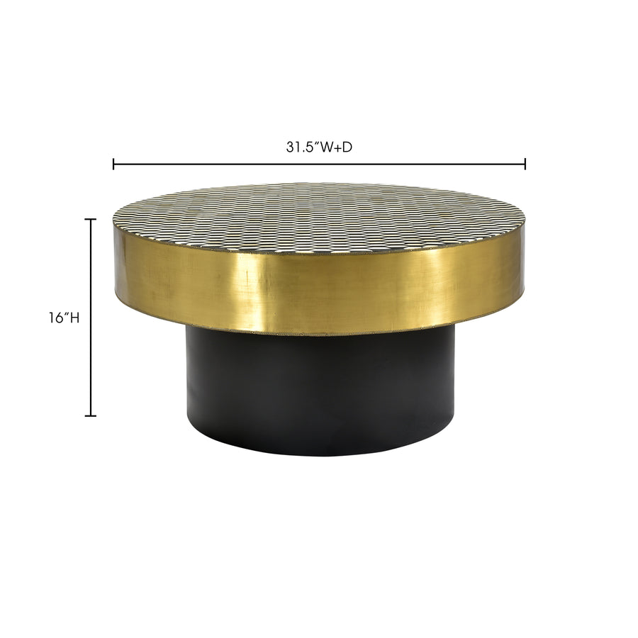Moe's Home Optic Coffee Table in Brass, Black & White (16' x 31.5' x 31.5') - GZ-1010-43