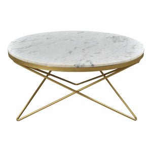 Moe's Home Haley Coffee Table in Gold & White (16' x 32' x 32') - IK-1002-18