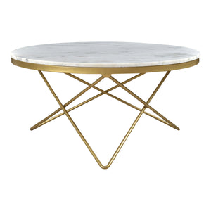 Moe's Home Haley Coffee Table in Gold & White (16' x 32' x 32') - IK-1002-18