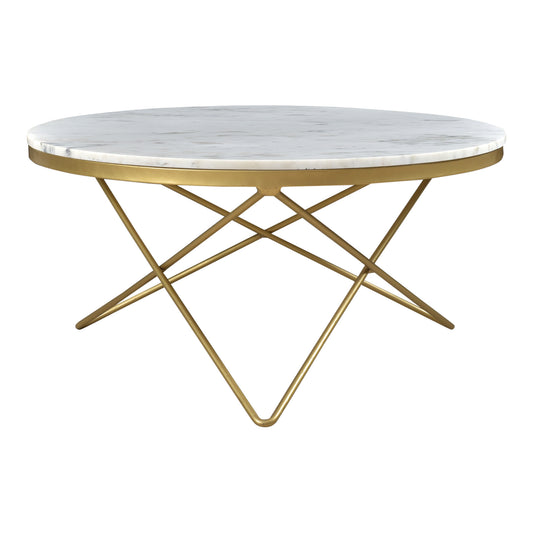 Moe's Home Haley Coffee Table in Gold & White (16" x 32" x 32") - IK-1002-18