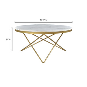 Moe's Home Haley Coffee Table in Gold & White (16' x 32' x 32') - IK-1002-18