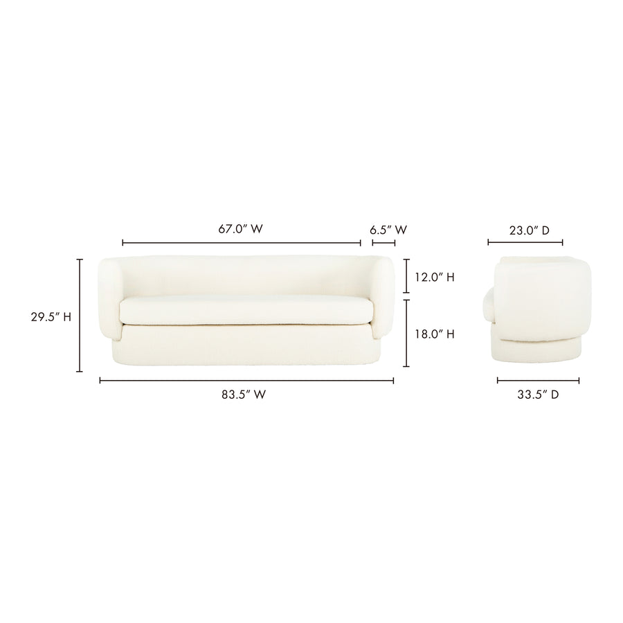 Moe's Home Koba Sofa in White (29.5' x 83.75' x 33.75') - JM-1001-18