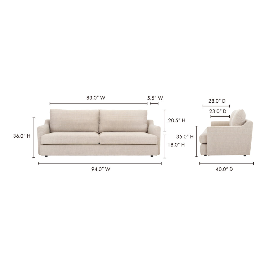 Moe's Home Alvin Sofa in Beige (36' x 94' x 40') - JM-1006-40