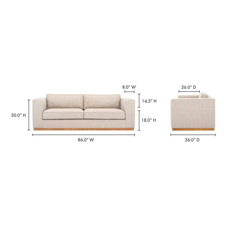Moe's Home Theodore Sofa in Beige (30' x 86' x 36') - JM-1008-40