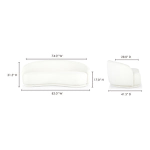 Moe's Home Excelsior Sofa in White (31.5' x 82.25' x 41.5') - JM-1009-05