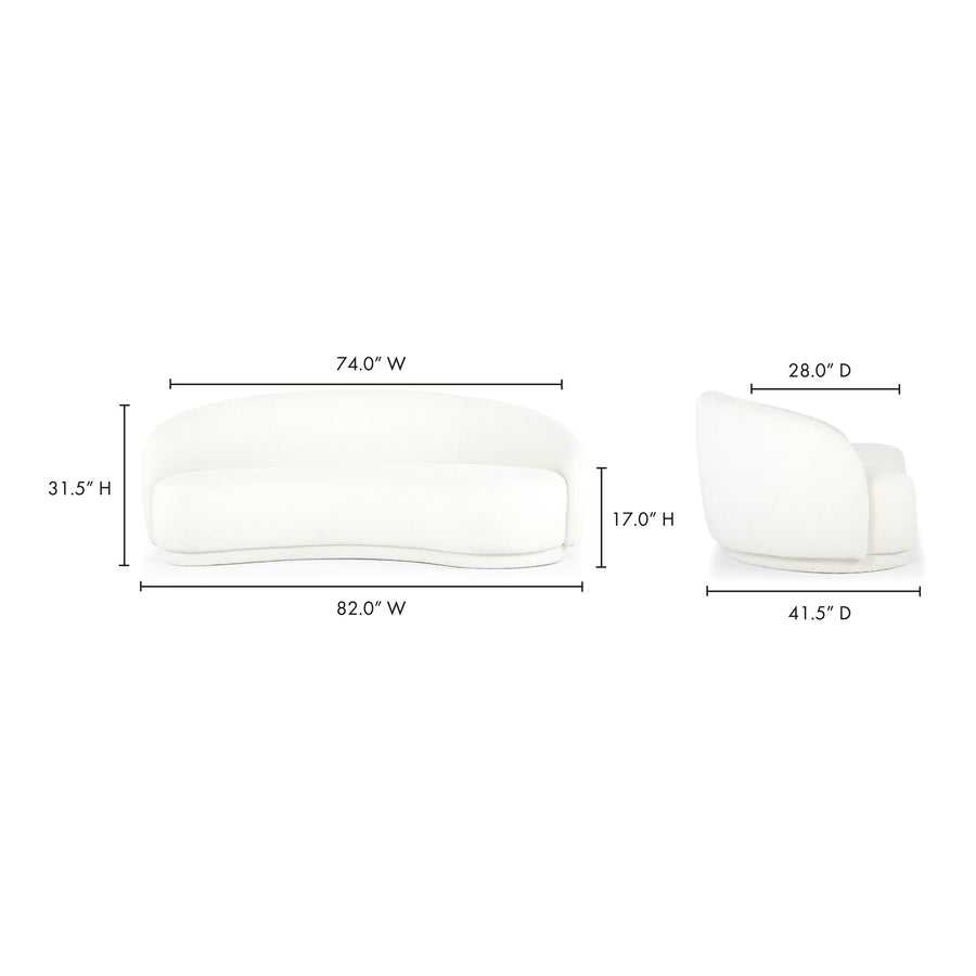 Moe's Home Excelsior Sofa in White (31.5' x 82.25' x 41.5') - JM-1009-05