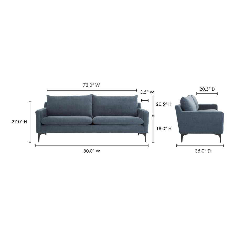 Moe's Home Paris Sofa in Blue (27' x 80' x 35') - JM-1011-26