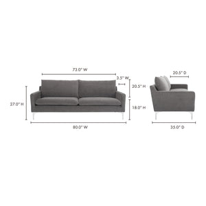 Moe's Home Paris Sofa in Dark Grey (27' x 80' x 35') - JM-1012-25