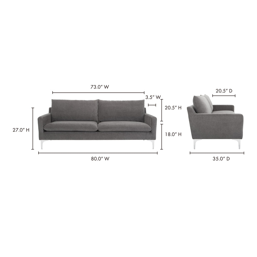 Moe's Home Paris Sofa in Dark Grey (27' x 80' x 35') - JM-1012-25