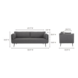 Moe's Home Rodrigo Sofa in Dark Grey (34' x 82' x 33') - JM-1015-02