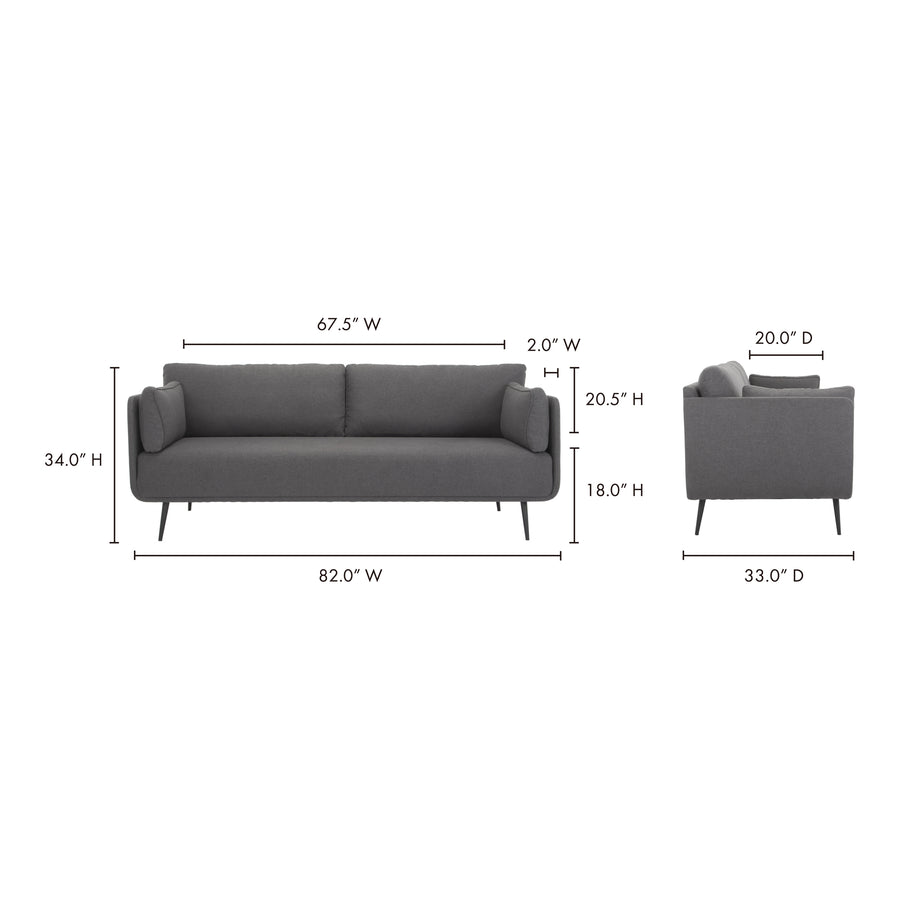 Moe's Home Rodrigo Sofa in Dark Grey (34' x 82' x 33') - JM-1015-02