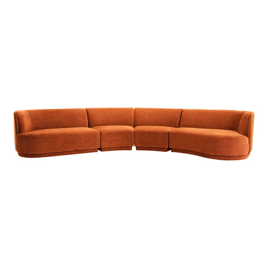 Moe's Home Yoon Sectional in Fired Rust (32.25" x 158.5" x 107.7") - JM-1023-06