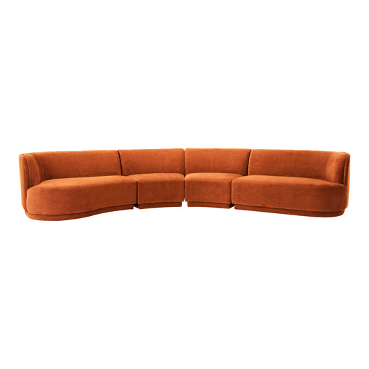 Moe's Home Yoon Sectional in Fired Rust (32.25" x 158.5" x 107.7") - JM-1024-06