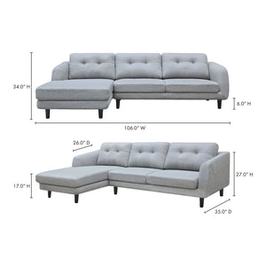 Moe's Home Corey Sectional in Dark Grey (34' x 106' x 35') - MT-1002-25-L